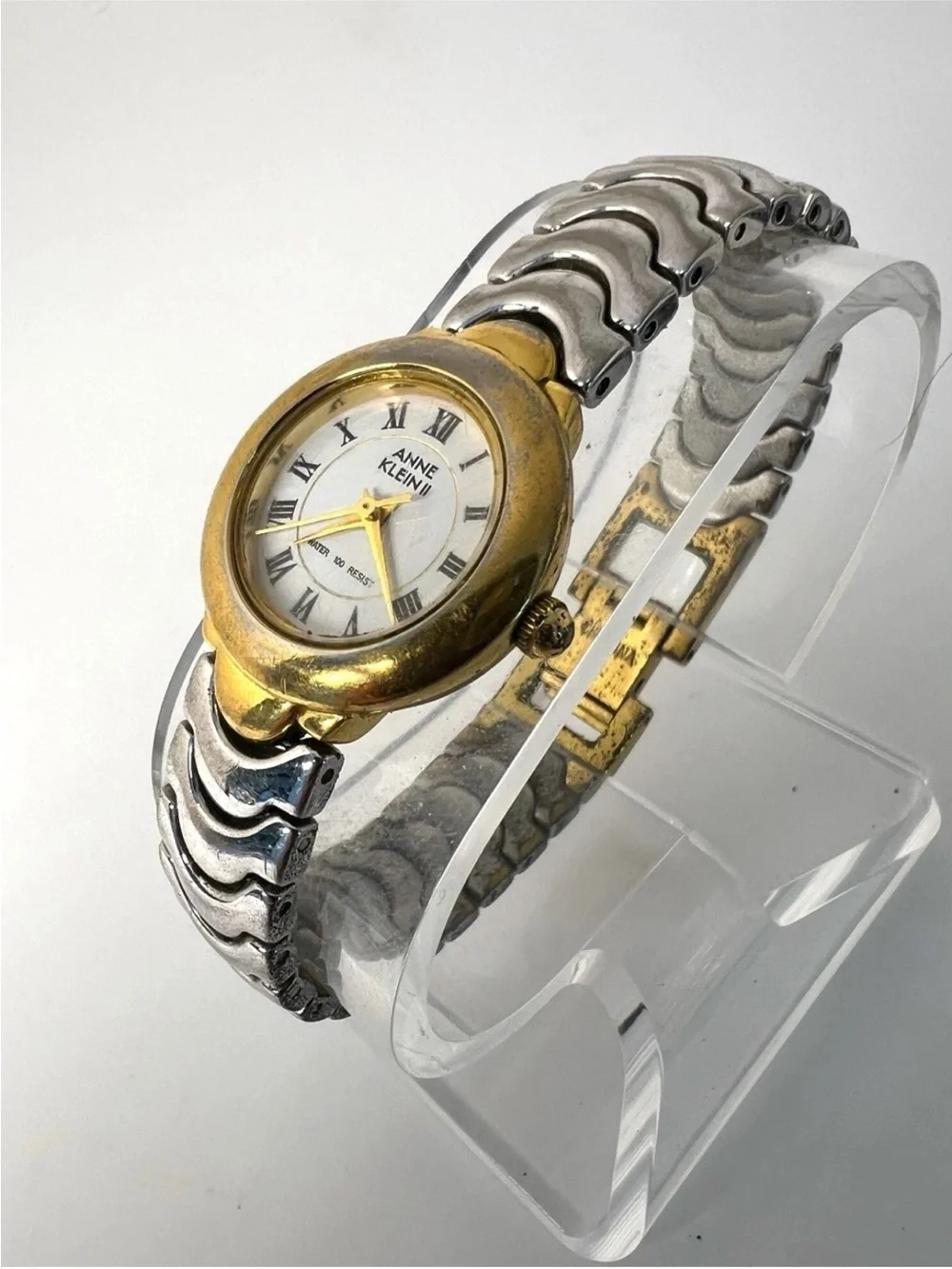 Anne Klein Two-Tone Gold and Silver Round Dial Watch
